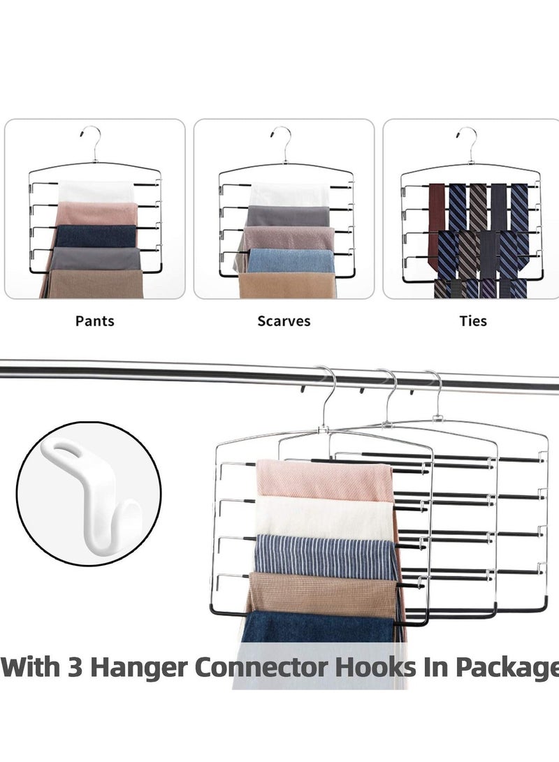 MIXDE Pants Hangers Non Slip 3 Pack Space Saving Hangers Multi-Layer Swing Arm Pants Hanger Stainless Steel Space Saver Hangers for Pants Jeans Scarf Trouser Tie Towel Clothes  - Image 5