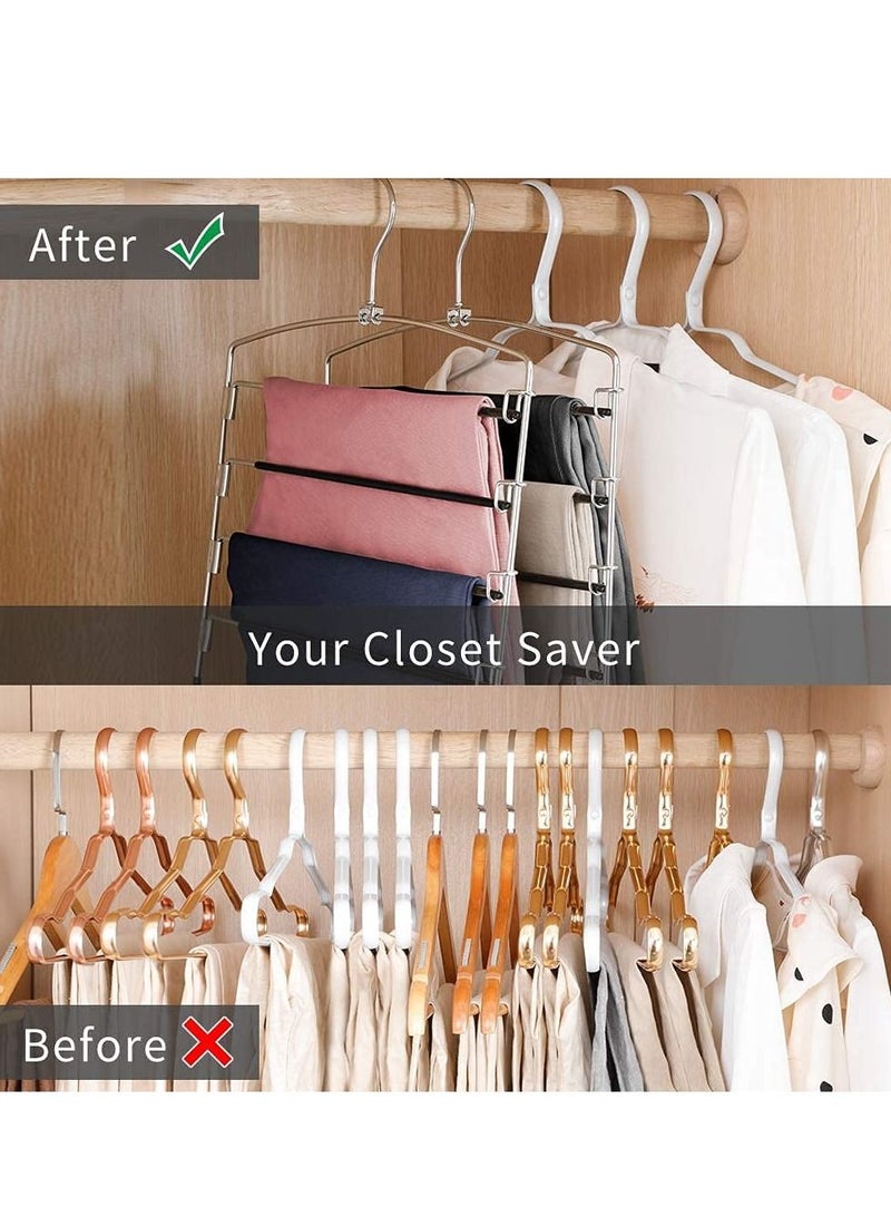 MIXDE Pants Hangers Non Slip 3 Pack Space Saving Hangers Multi-Layer Swing Arm Pants Hanger Stainless Steel Space Saver Hangers for Pants Jeans Scarf Trouser Tie Towel Clothes  - Image 4