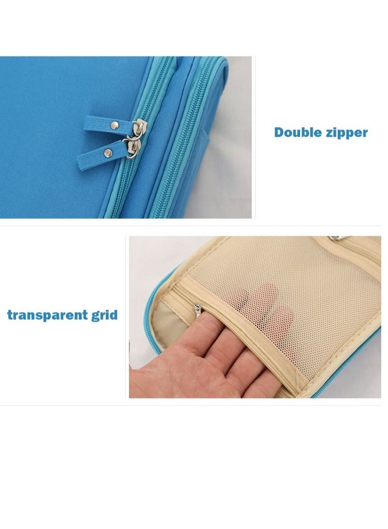 KASTWAVE Hanging Travel Toiletry Bag for Men and Women 1 Pcs Blue Hanging Toiletry bag Travel cosmetic Kit Portable Waterproof Bathroom Shower Bag for Toiletries Makeup Cosmetics - Image 3