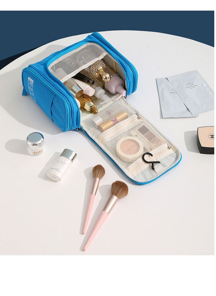 KASTWAVE Hanging Travel Toiletry Bag for Men and Women 1 Pcs Blue Hanging Toiletry bag Travel cosmetic Kit Portable Waterproof Bathroom Shower Bag for Toiletries Makeup Cosmetics - Image 2