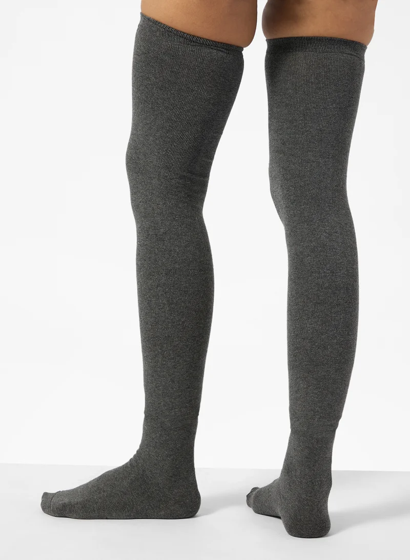 Ginger Thigh High Solid Socks