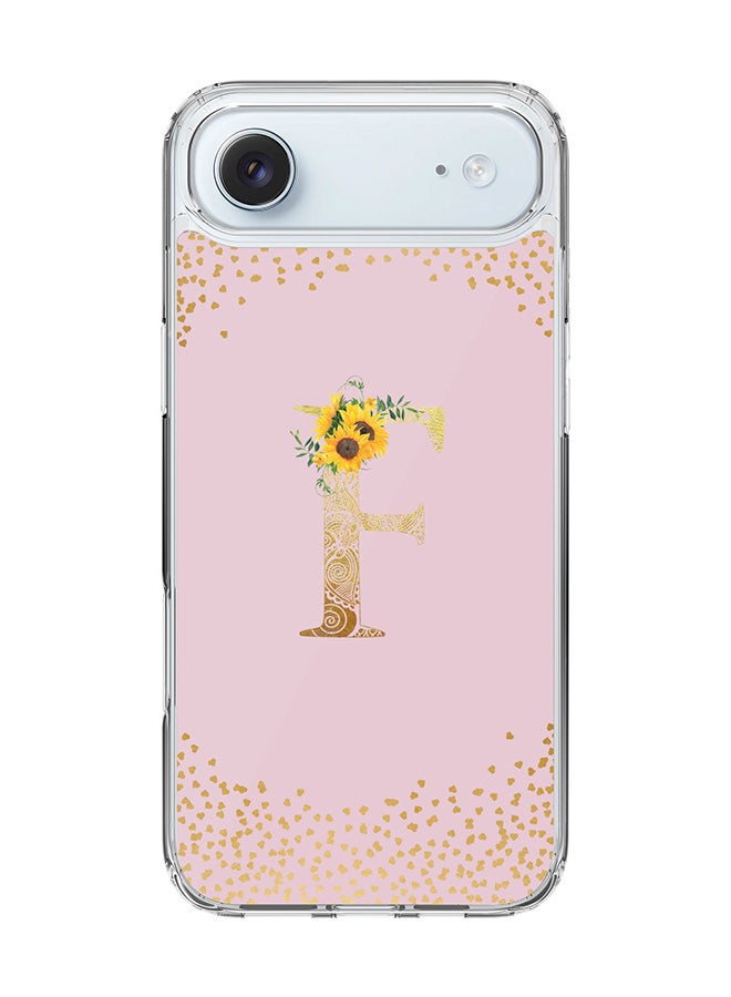 Stylizedd Classic Clear MagSafe Case for iPhone 17 Air , Hybrid Soft Case Flexible Edges Anti Drop TPU PC Gel Thin Transparent Cover [ Designed for iPhone 17 Air ] - Custom Monogram Initial Letter Floral Pattern Alphabet - F  (Pink )