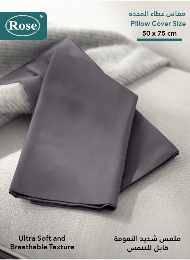 Rose - Rose Luxurious Plain Pillow Covers Set with Envelop Closure Design, Pillowcases 2-Pieces Set, Soft & Cozy Microfiber Breathable and Cooling, Standard Size 50×75 cm,Grey - Image 1