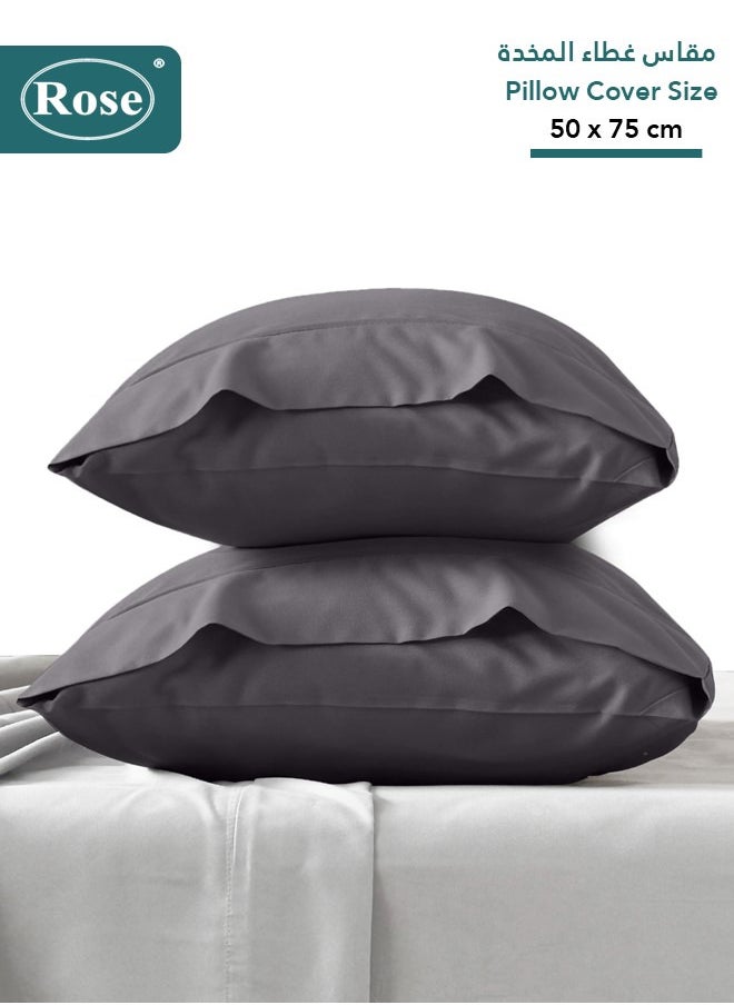 Rose - Rose Luxurious Plain Pillow Covers Set with Envelop Closure Design, Pillowcases 2-Pieces Set, Soft & Cozy Microfiber Breathable and Cooling, Standard Size 50×75 cm,Grey - Image 1