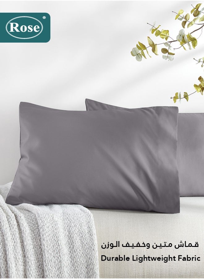 Rose - Rose Luxurious Plain Pillow Covers Set with Envelop Closure Design, Pillowcases 2-Pieces Set, Soft & Cozy Microfiber Breathable and Cooling, Standard Size 50×75 cm,Grey - Image 1
