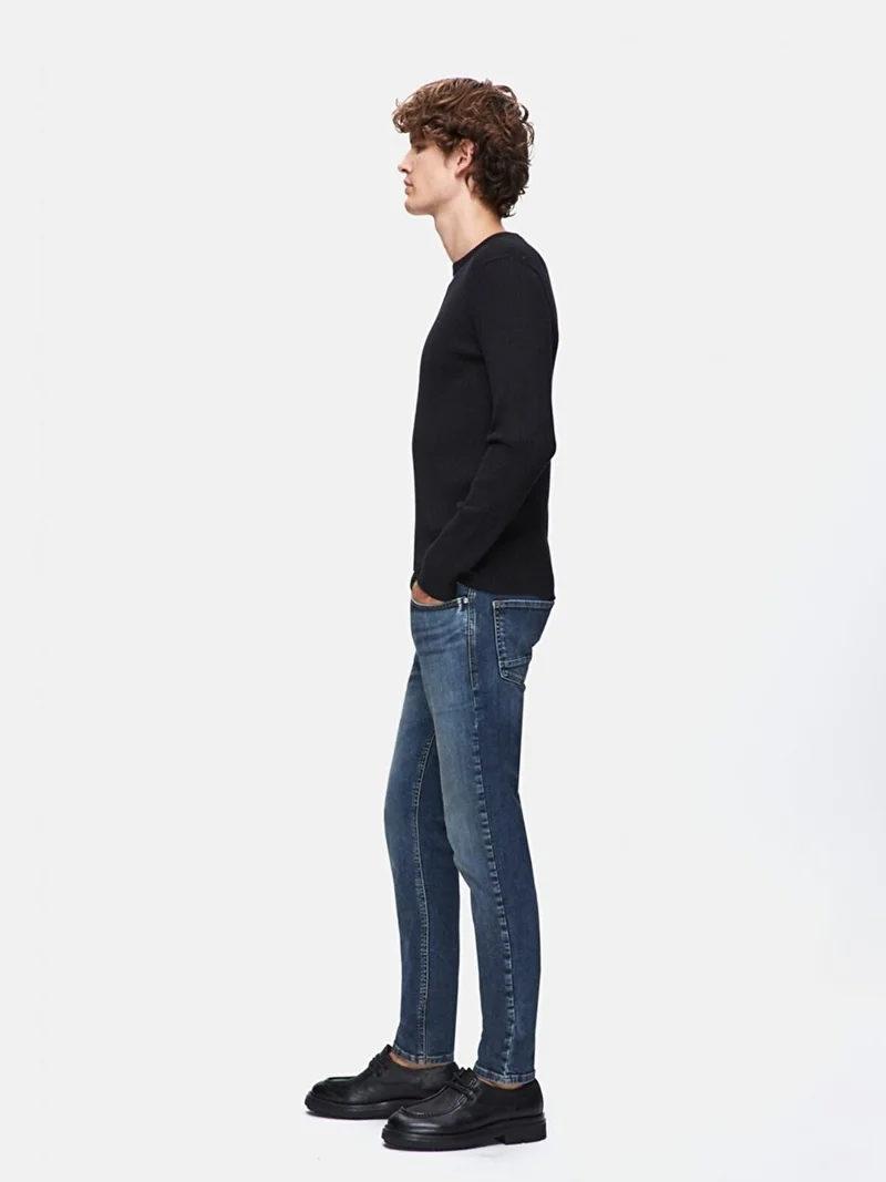 ال تي بي Ribbed Zero Collar Long Sleeve Knitted Black Sweater