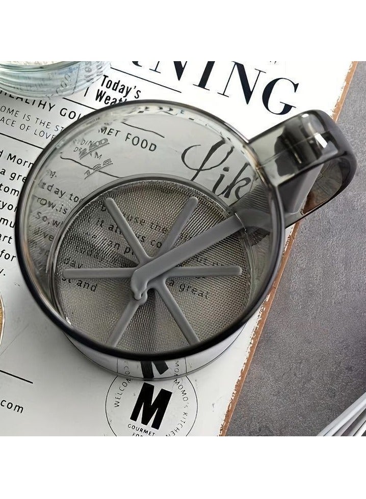 Flour Sifter for Baking, Hand Press Design Flour Mesh Sifter, Portable Hand Sifter for Baking, Powdered Sugar Flour Sifter, BPA Free, Grey  H - Image 2