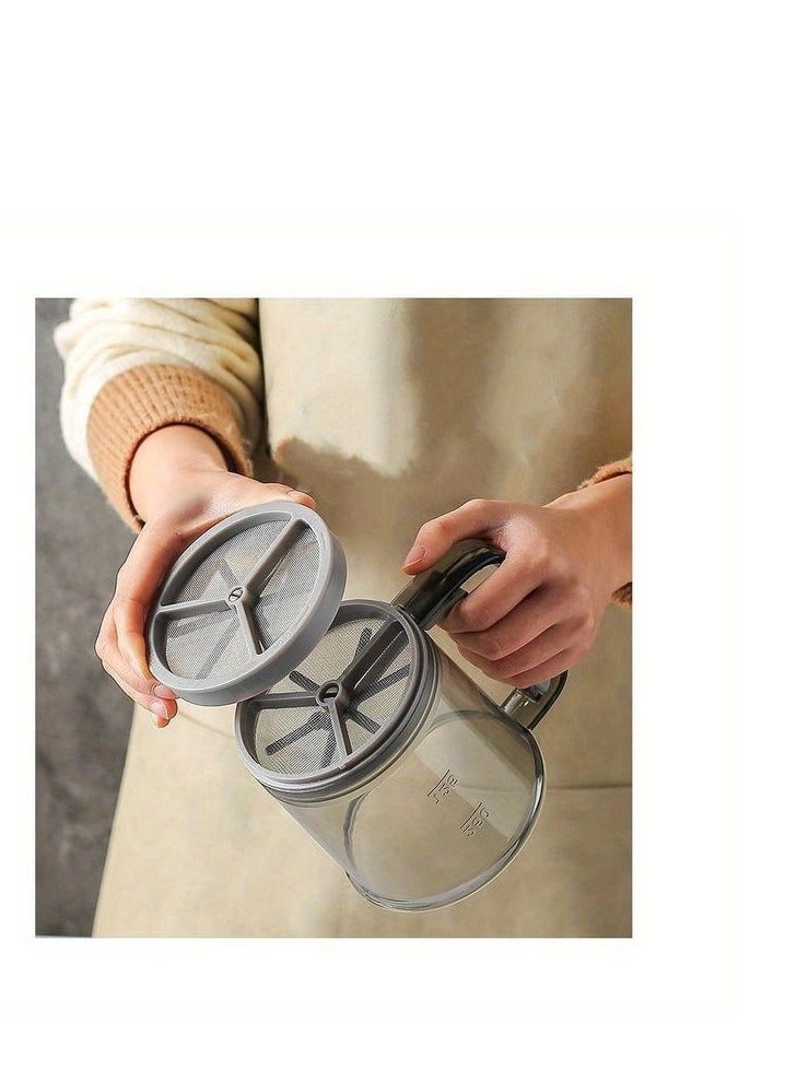Flour Sifter for Baking, Hand Press Design Flour Mesh Sifter, Portable Hand Sifter for Baking, Powdered Sugar Flour Sifter, BPA Free, Grey  H - Image 5