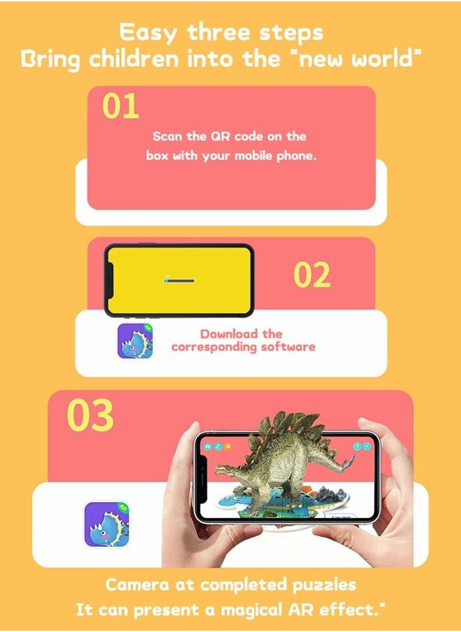 جرويك Puzzles for Kids,Dinosaurs Jigsaw Book, APP Interactive AR Toddler Busy Book,Quiet Book Realistic Dino Toys,STEM Learning Education Montessori  - Image 2