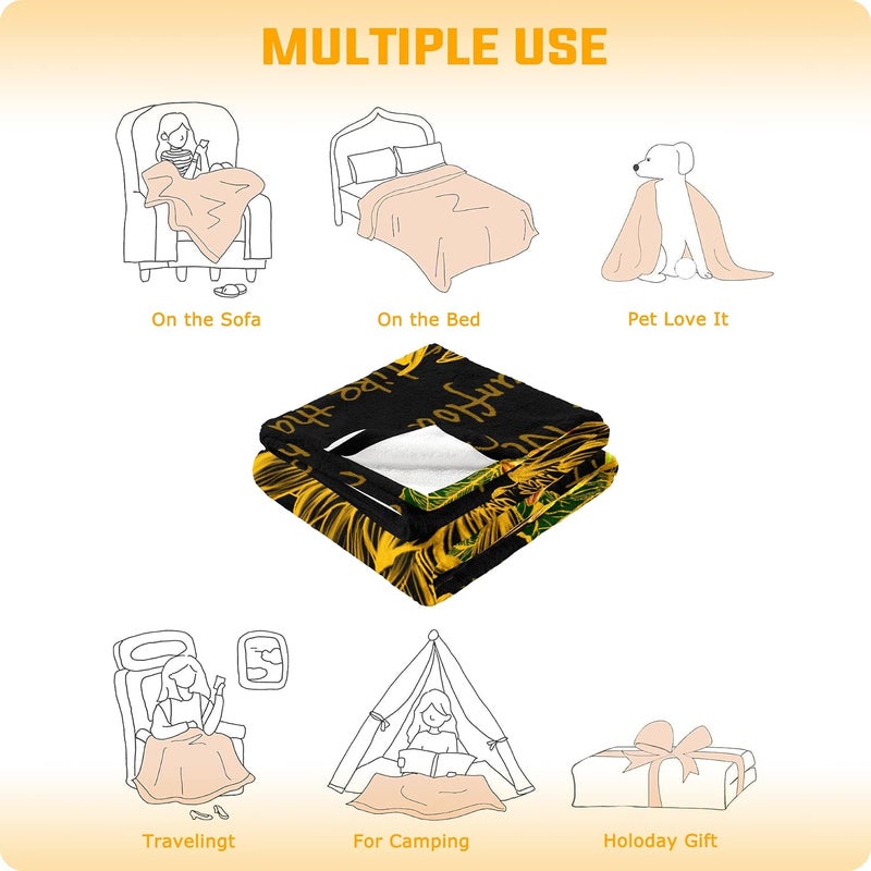 HDDNUI Sunflower Blanket Flower Soft Throw Blanket Bright Yellow Warm Lightweight Blankets Sunflower Gifts for Women Small Travel Plush Blanket for Bed Sofa Living Room Decor 40x50inch - Image 5