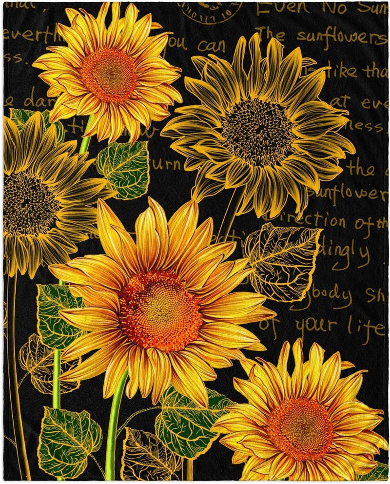 HDDNUI Sunflower Blanket Flower Soft Throw Blanket Bright Yellow Warm Lightweight Blankets Sunflower Gifts for Women Small Travel Plush Blanket for Bed Sofa Living Room Decor 40x50inch - Image 1