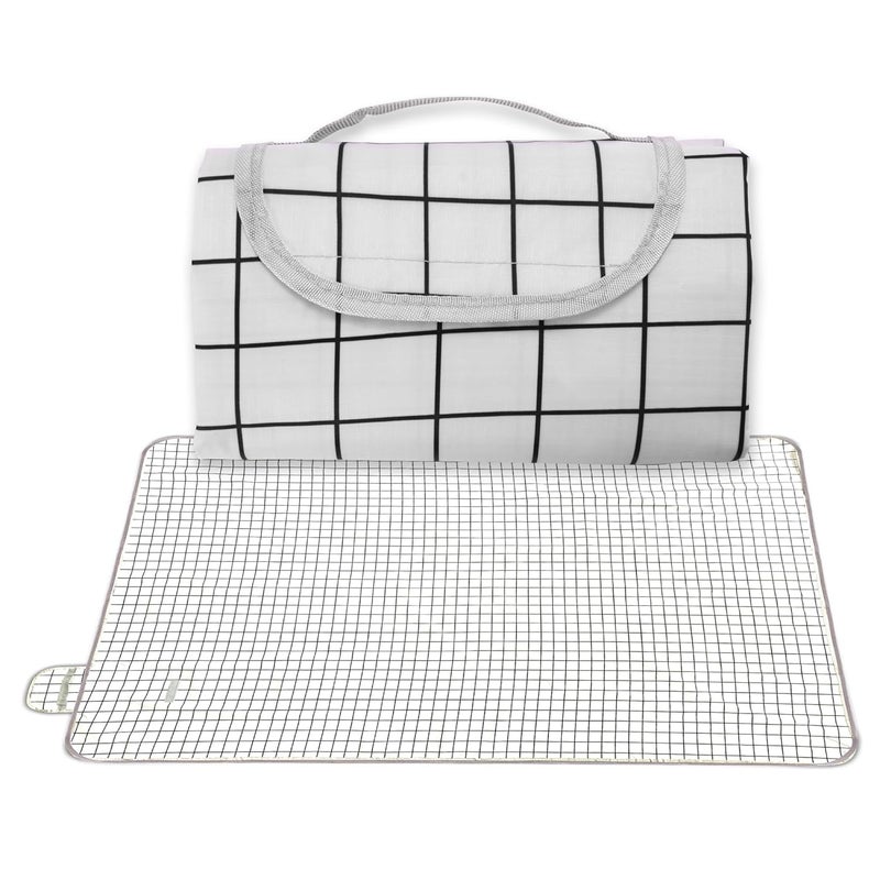 Urbane Home Urbane Home Picnic Mat Foldable Blanket for Picnic Water Resistant Handy Mat Portable Mat for Outdoor Bag Design Picnic Mat JY2236 White  - Image 1