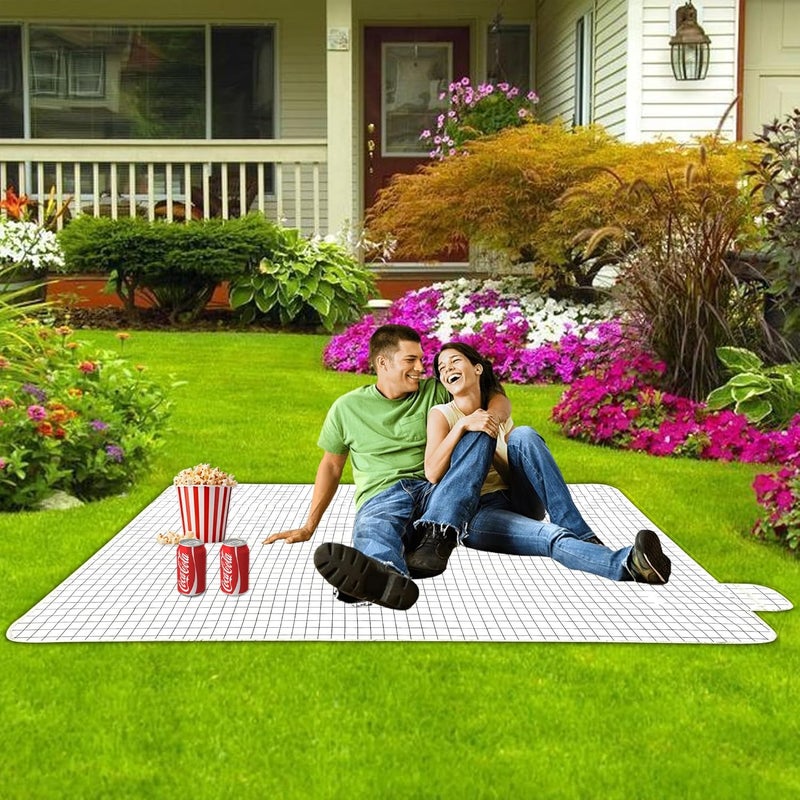 Urbane Home Urbane Home Picnic Mat Foldable Blanket for Picnic Water Resistant Handy Mat Portable Mat for Outdoor Bag Design Picnic Mat JY2236 White  - Image 2
