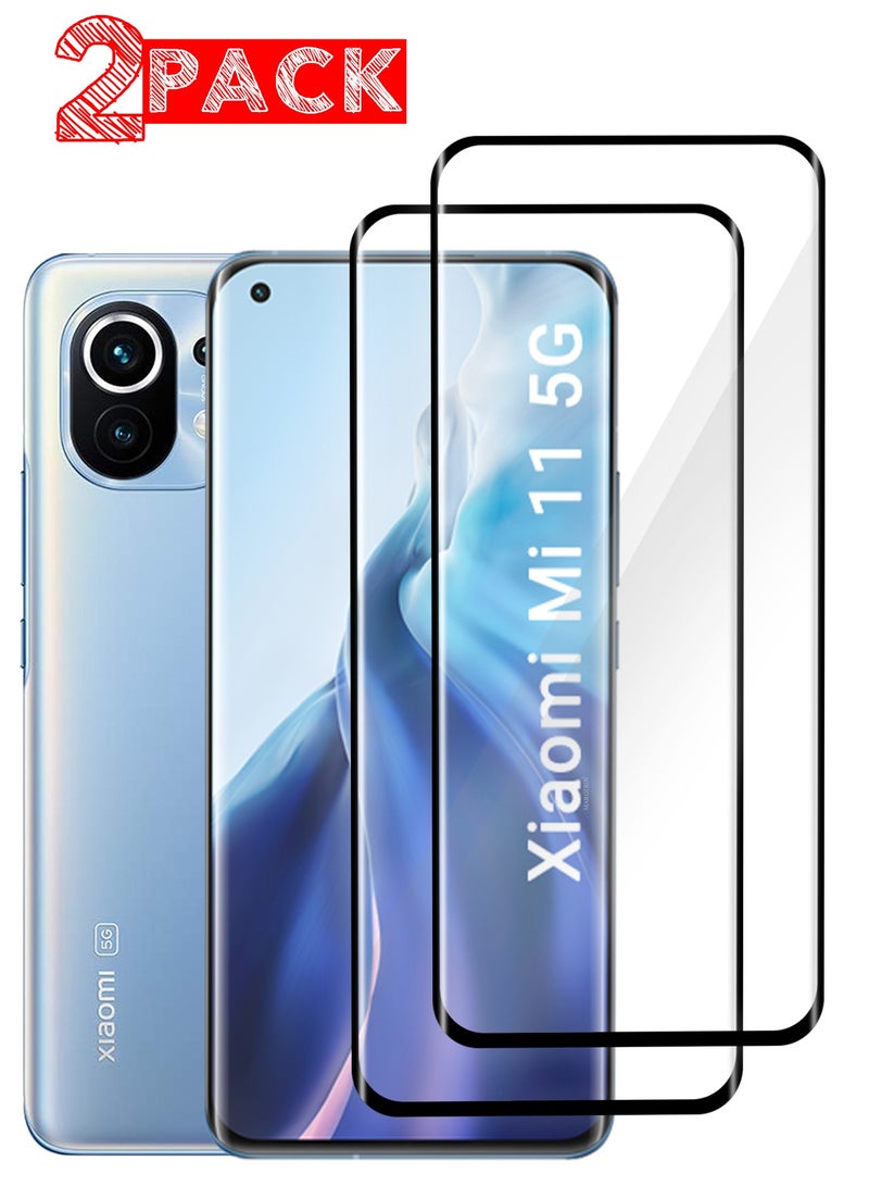 CATANES (For Xiaomi Mi 11) 2Pack,Premium Tempered Glass Screen Protector Anti Buble Anti Scratch - Side Black - Image 1