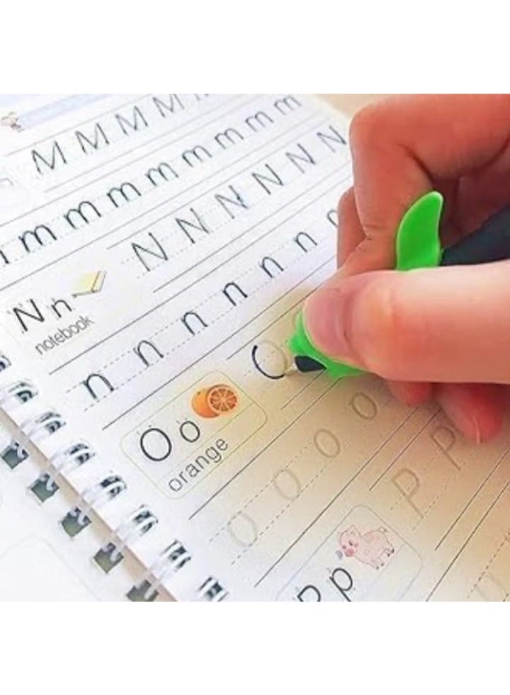 Magic Book, 4 Calligraphy Practice Books + 10 Bonus Refills + Pen Holder + Writing Aid, Reusable Exercise Book, Kids Exercise Book Set (Calligraphy, Numbers, Drawing, Letters) (English) - Image 4