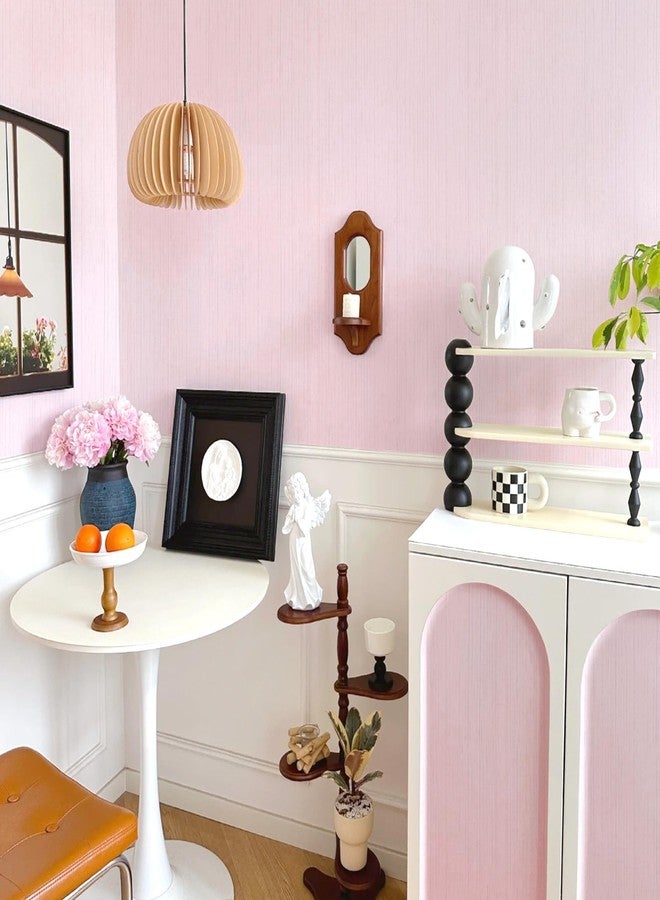 Qianglive Pink Grasscloth Peel and Stick Wallpaper - 15.7"x120" Vintage Removable Waterproof Wallpaper for Room Walls, Cabinets, Furniture, Drawers, Desk - Image 5