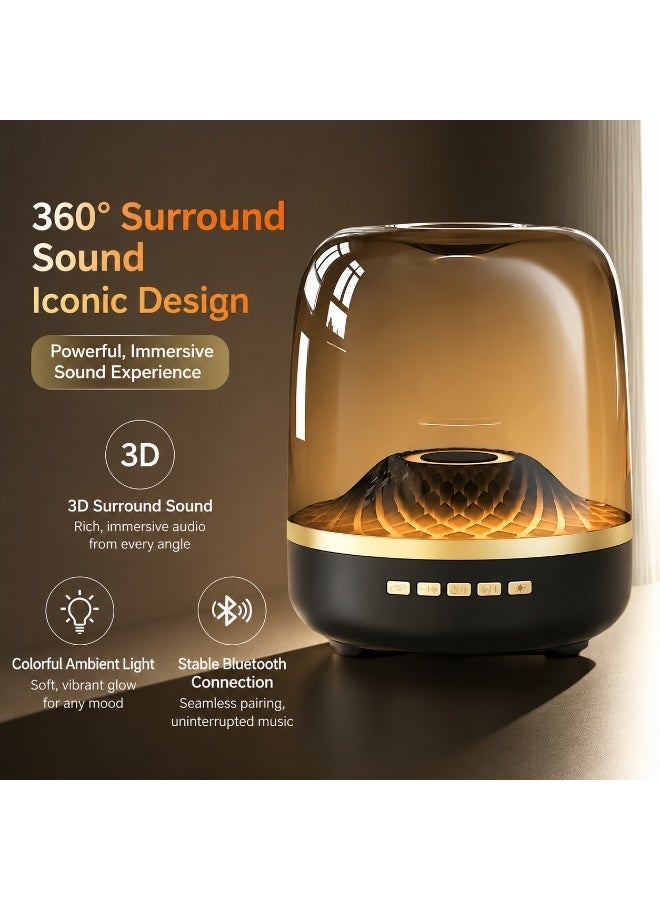 EXCLIFE Multifunctional wireless RGB speaker with glass-like finish, portable desktop subwoofer, compact Bluetooth subwoofer with surround sound. - Image 3