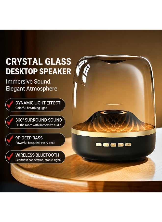 EXCLIFE Multifunctional wireless RGB speaker with glass-like finish, portable desktop subwoofer, compact Bluetooth subwoofer with surround sound. - Image 4