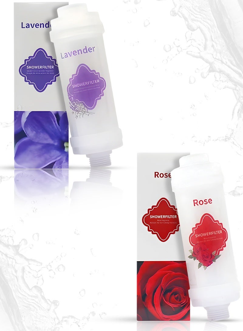 ABJ 2-Pack Vitamin C Shower Filters (Lavender + Rose) – Soft Water for Fresher Skin & Healthier Hair, Advanced Chlorine-Removing Shower Filter - Image 1