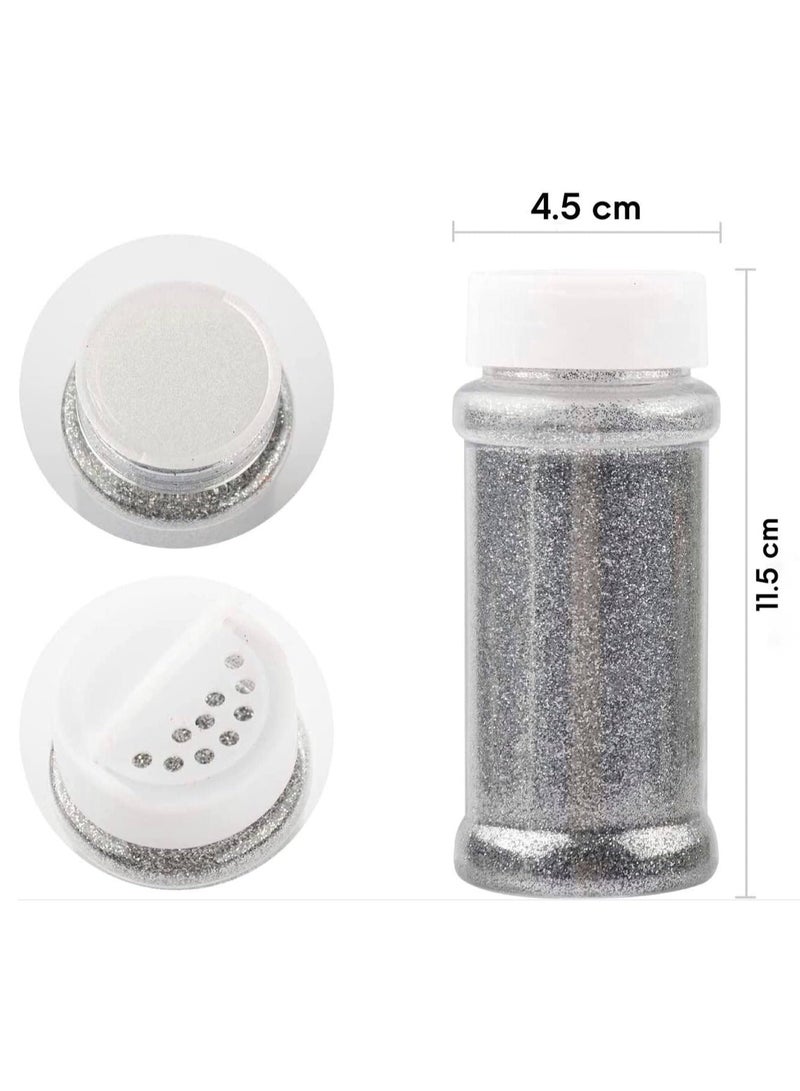 MARKQ Glitter Shaker Bottle, 100g Silver Glitter Pots for Resin Epoxy Slime Painting Scrapbooking Arts and Crafts Supplies  - Image 2
