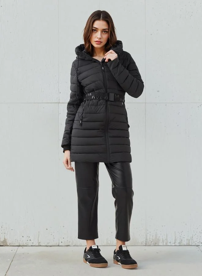 Kappa Kappa Women Belted Longline Puffer Jacket