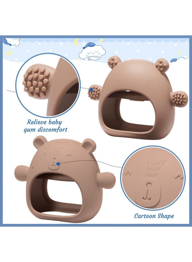 Chumia - 4 Pieces Silicone Teething Toys Bear Baby Teether Toy Anti Dropping Horse Teething Pacifier Baby Chew Toys Chewable Hand Teethers For Sucking Chewing Needs Pain Relief Gifts (Blue Caramel Pink) - Image 1