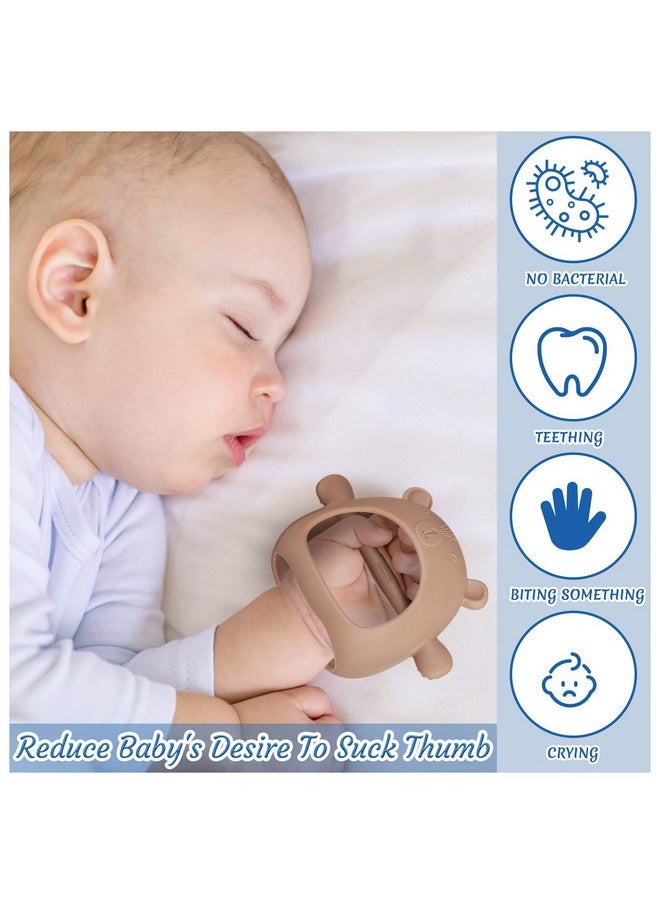 Chumia - 4 Pieces Silicone Teething Toys Bear Baby Teether Toy Anti Dropping Horse Teething Pacifier Baby Chew Toys Chewable Hand Teethers For Sucking Chewing Needs Pain Relief Gifts (Blue Caramel Pink) - Image 1