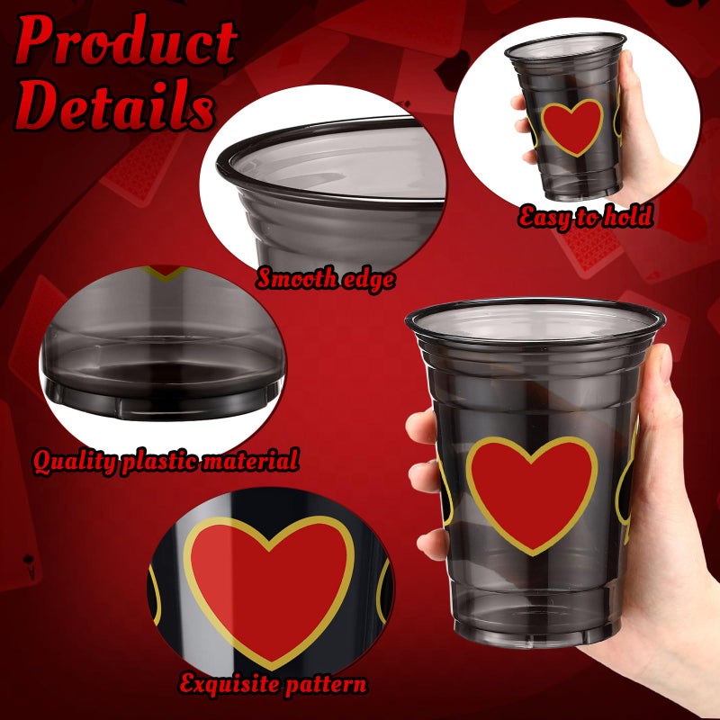 Funnymoom 60 Pcs Casino Party Cups 16 oz Casino Poker Disposable Plastic Cups Clear Game Night Themed Party Cup Poker Las Vegas Cup for Birthday Wedding Party Decorations - Image 1