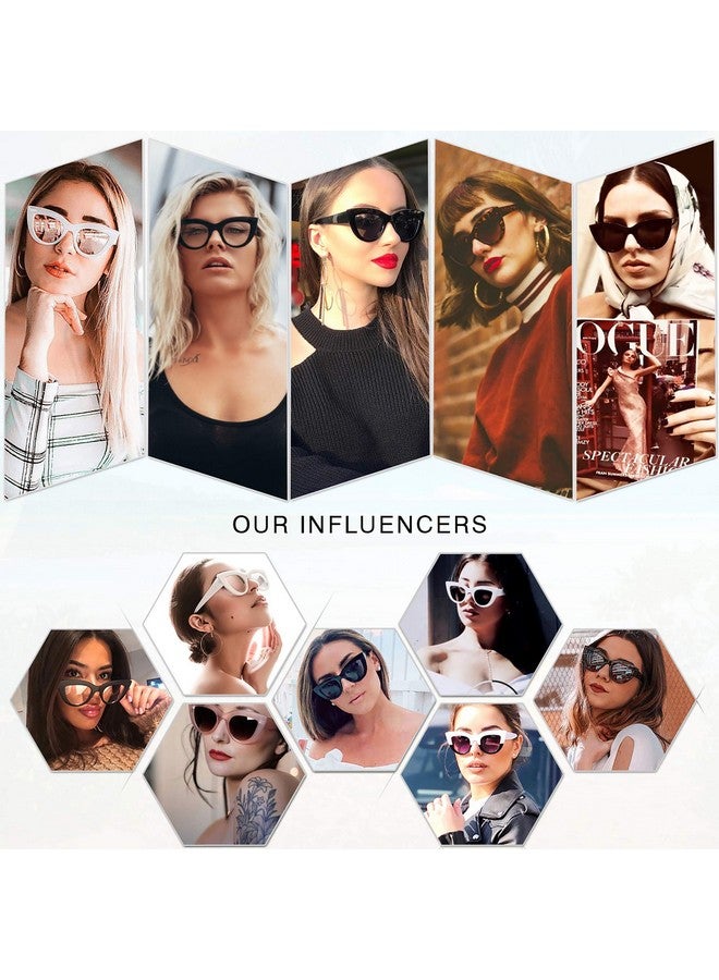 Sojos Retro Small Vintage Cat Eye Sunglasses For Women Cute Fashion Uv400 Sunnies Sj2939, White/Grey - Image 3