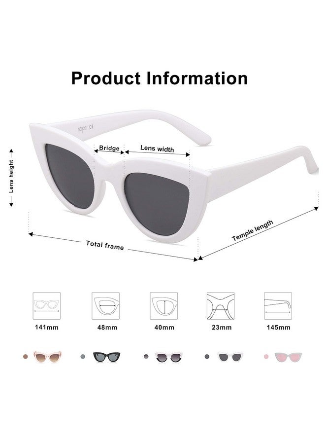 Sojos Retro Small Vintage Cat Eye Sunglasses For Women Cute Fashion Uv400 Sunnies Sj2939, White/Grey - Image 5