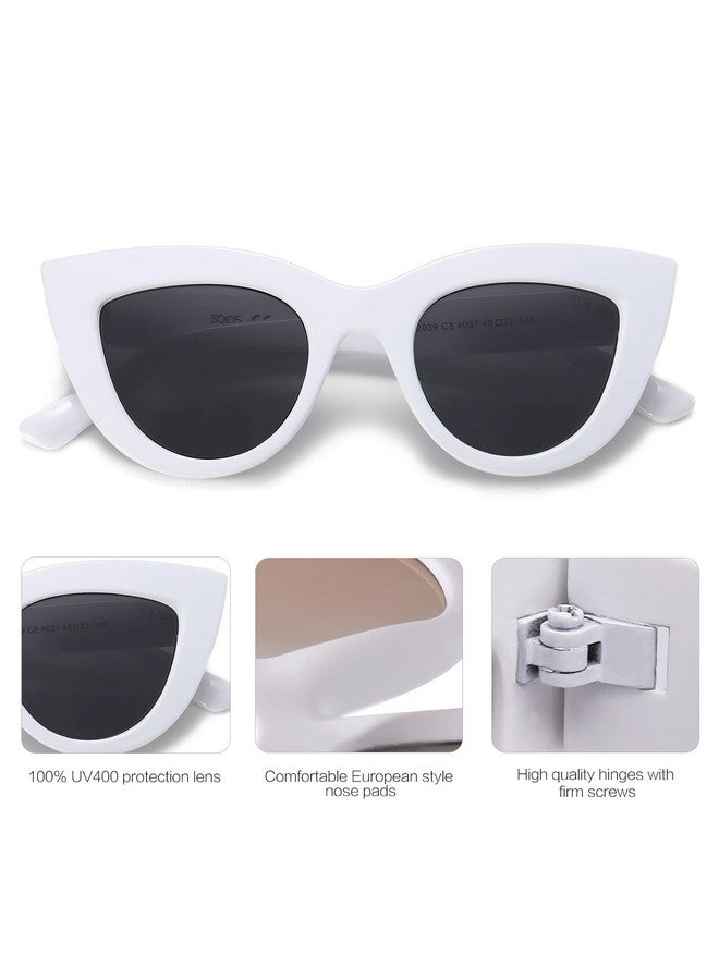 Sojos Retro Small Vintage Cat Eye Sunglasses For Women Cute Fashion Uv400 Sunnies Sj2939, White/Grey - Image 4