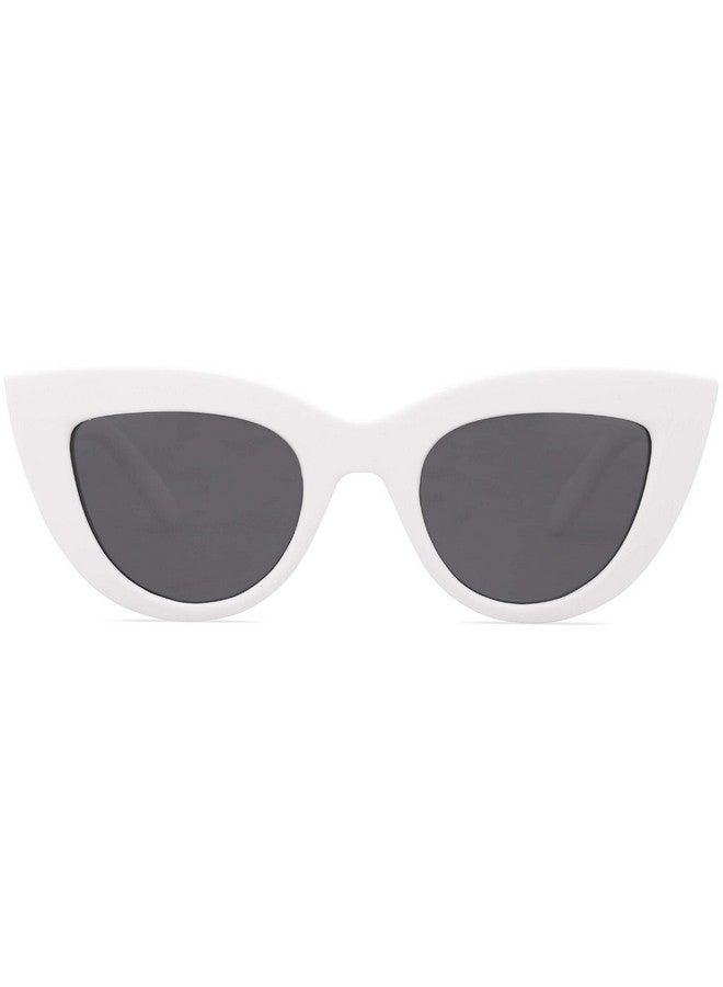 Sojos Retro Small Vintage Cat Eye Sunglasses For Women Cute Fashion Uv400 Sunnies Sj2939, White/Grey - Image 1