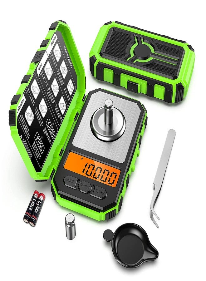 AMIR Digital Milligram Scale, 50g/0.001g Portable Digital Mini Food Scale with 20g Calibration Weights and Tweezers, Jewelry Kitchen Scale, Gram Scale with LCD Backlit, Tare Function, 6 Units, Green - Image 1