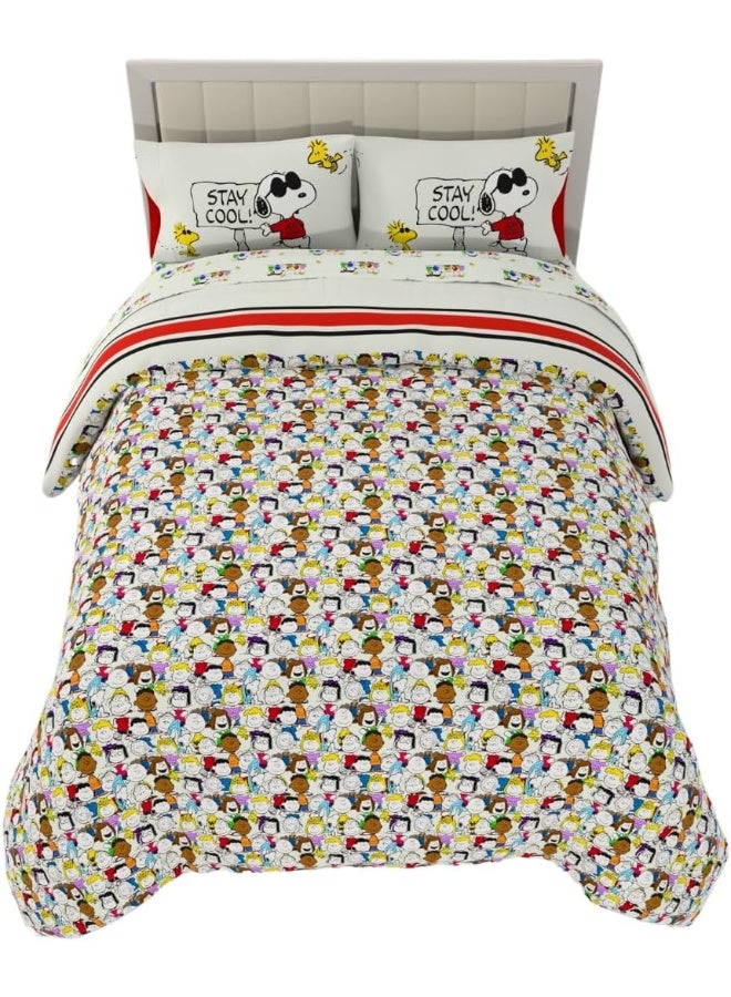Franco Franco Peanuts Classic Pals Super Soft Comforter and Sheet Set, 5 Piece Full Size, (Official Licensed Product) Collectibles - Image 2