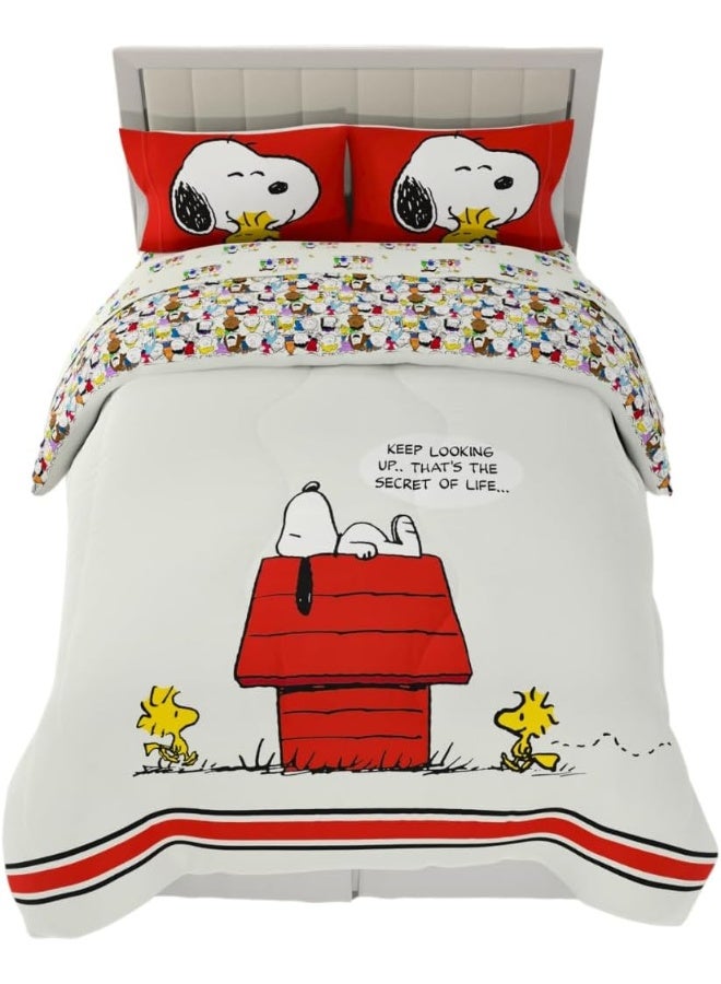 Franco Franco Peanuts Classic Pals Super Soft Comforter and Sheet Set, 5 Piece Full Size, (Official Licensed Product) Collectibles - Image 1