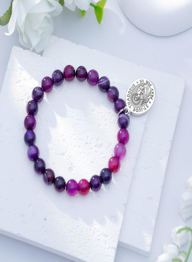 LIUANAN Saint Jude Medal Amethyst Bracelet for Women - A Symbol of Hope, Healing & Inner Strength (St Jude) - Image 5