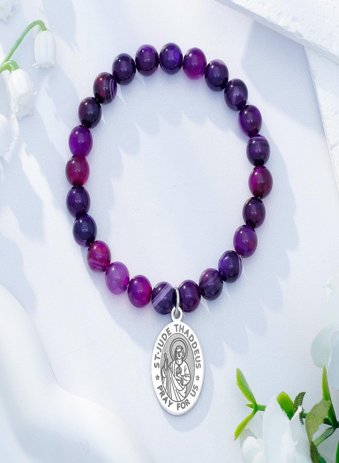 LIUANAN Saint Jude Medal Amethyst Bracelet for Women - A Symbol of Hope, Healing & Inner Strength (St Jude) - Image 4