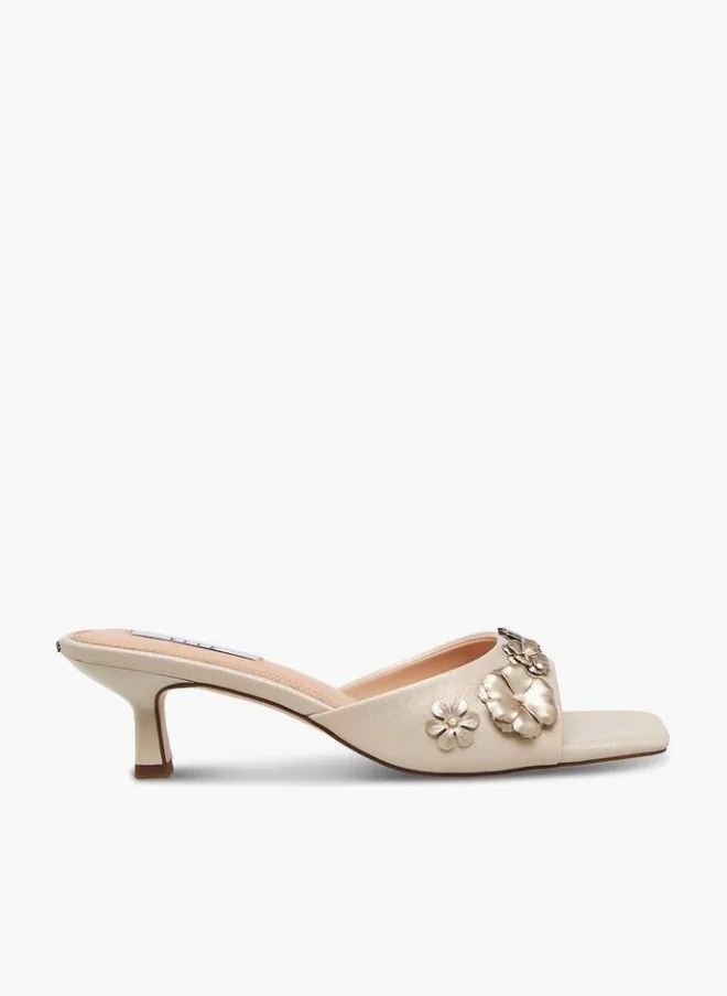 Elle Women Floral Embellished Kitten Heel Sandals