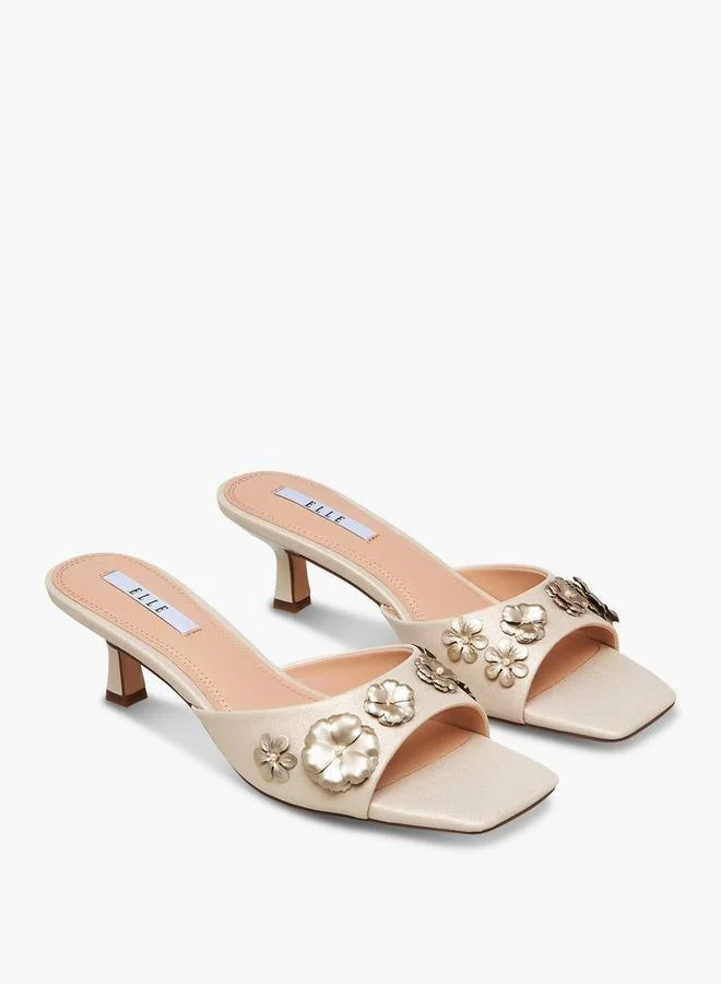 Elle Women Floral Embellished Kitten Heel Sandals
