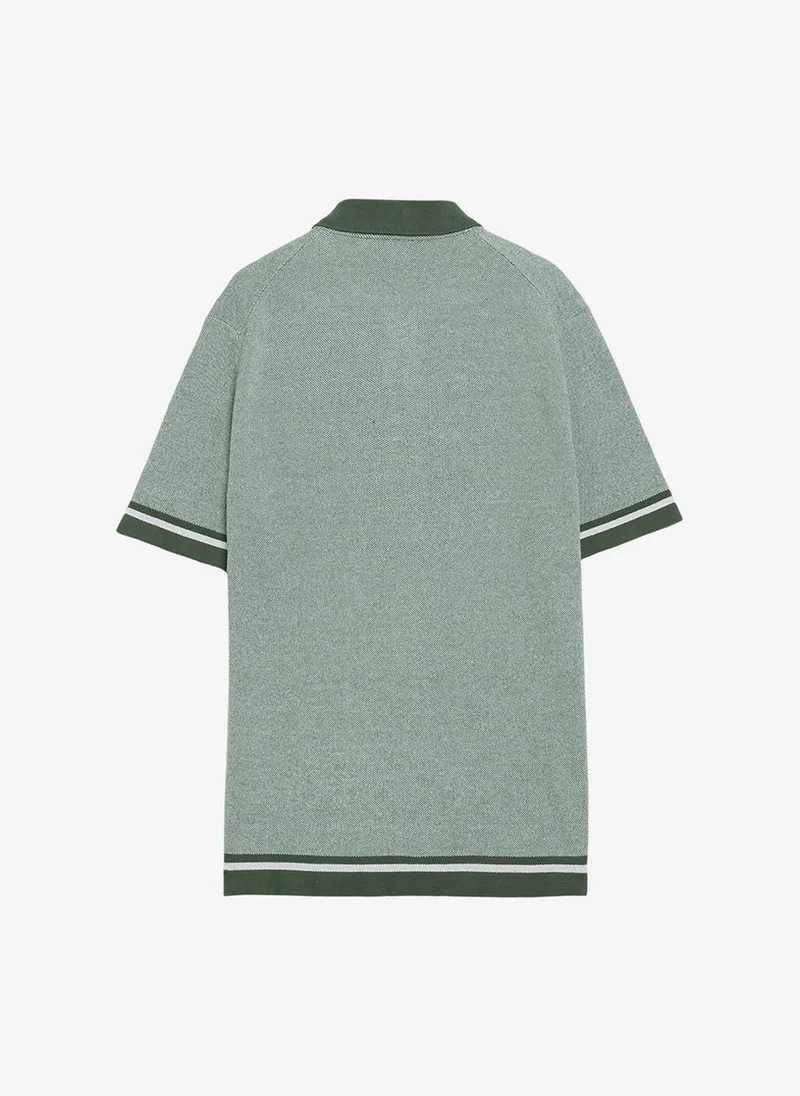 French Connection  Men's Beetle Green Ss Button Through Polo T-Shirt for Men | Best Price UAE