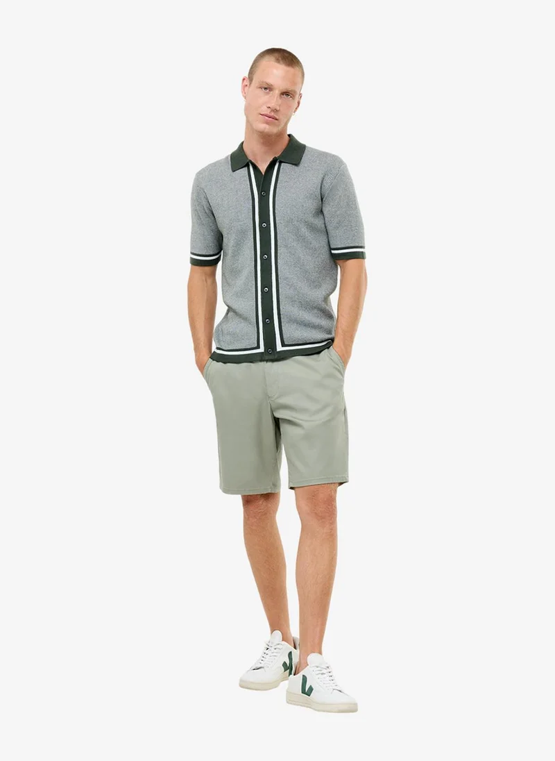French Connection  Men's Beetle Green Ss Button Through Polo T-Shirt for Men | Best Price UAE
