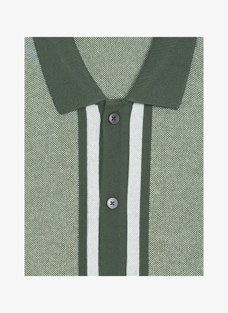 French Connection  Men's Beetle Green Ss Button Through Polo T-Shirt for Men | Best Price UAE