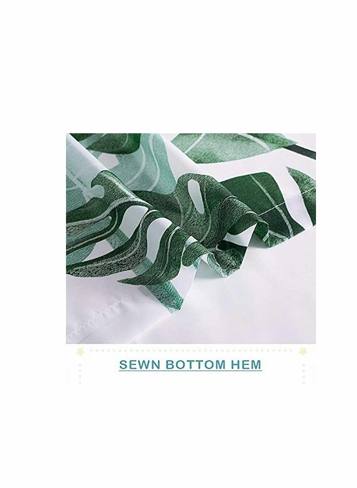 KASTWAVE Shower Curtains for Bathroom - Tropical Leaves Plant on White Background Odorless Curtain for Bathroom Showers and Bathtubs, 72 x 72 inches Long, Hooks Included  - Image 2