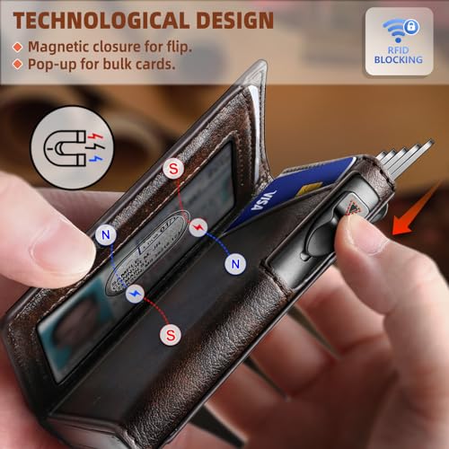 BULLIANT Money Clip Wallet,Mens Gift Slim Wallet Credit Card Holder Airtag&Standard Use 9Cards-Metal Case in Magnetic Flip Shell - Image 4