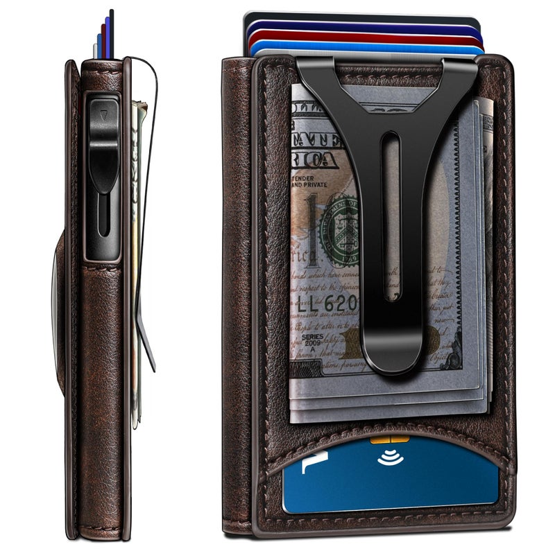 BULLIANT Money Clip Wallet,Mens Gift Slim Wallet Credit Card Holder Airtag&Standard Use 9Cards-Metal Case in Magnetic Flip Shell - Image 2