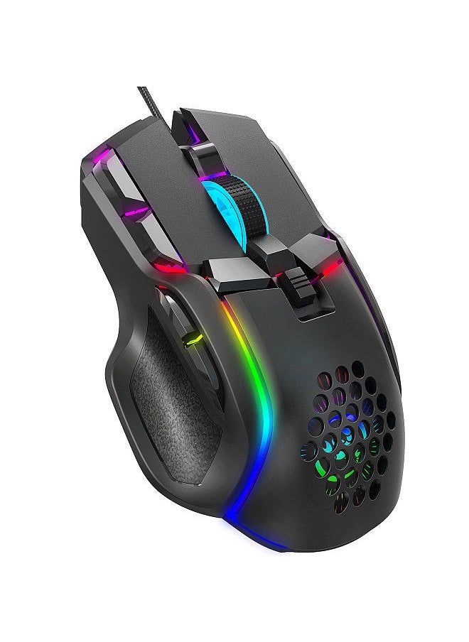 HXSJ - S700 10 Keys Wired Gaming Mouse Macro Programming Ergonomic Mice with 6 Adjustable DPI RGB Light Effect Wide Compatibility - Image 1