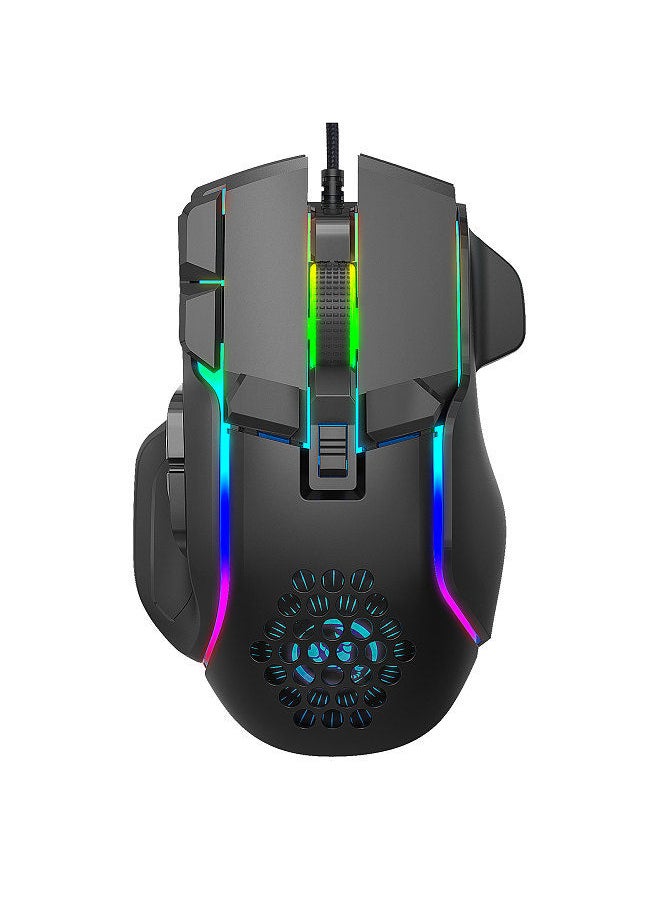HXSJ - S700 10 Keys Wired Gaming Mouse Macro Programming Ergonomic Mice with 6 Adjustable DPI RGB Light Effect Wide Compatibility - Image 1