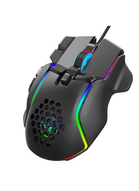 S700 10 Keys Wired Gaming Mouse Macro Programming Ergonomic Mice with 6 Adjustable DPI RGB Light Effect Wide Compatibility