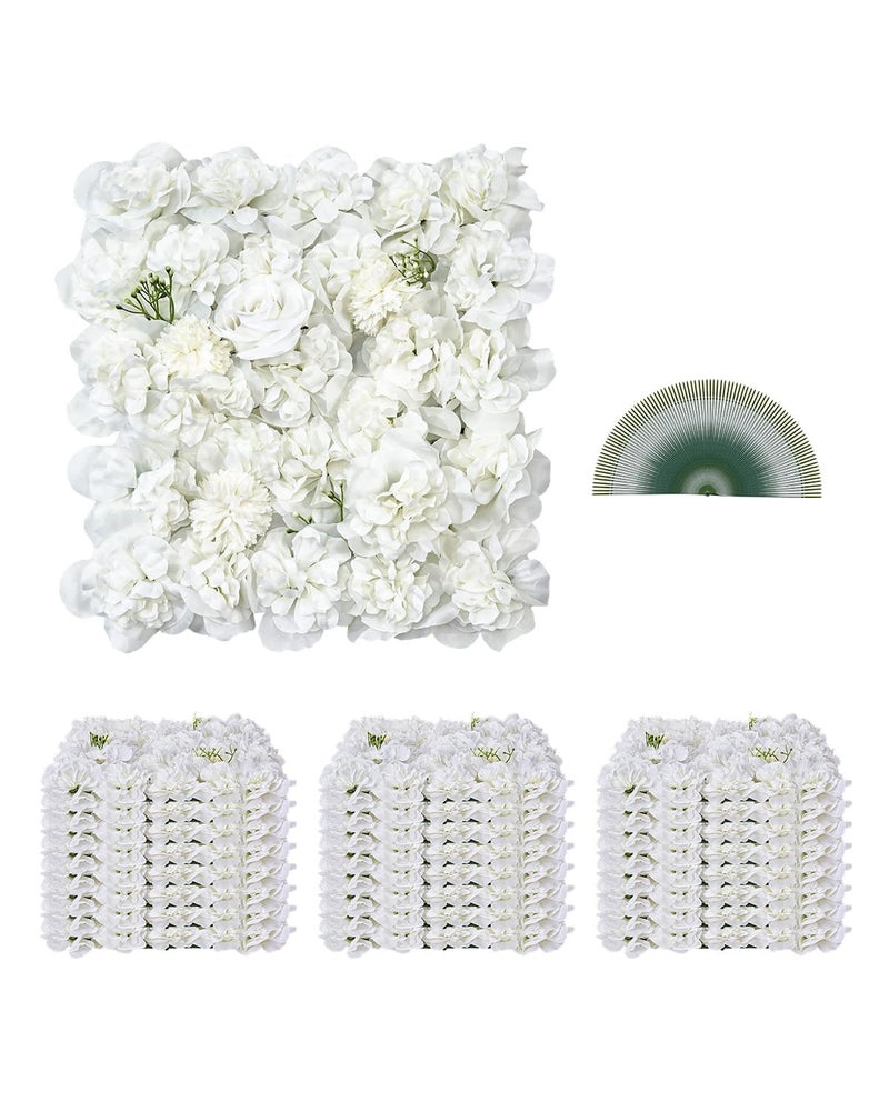 VEVOR 3D Flower Wall Panel, 24 PCS 15 x 15 inch, Artificial Floral Wall Background Mesh Backing Mat,Seamless Design&Easy Installation for Wedding Valentines Day Home Baby Party Backdrop Decor,White - Image 1