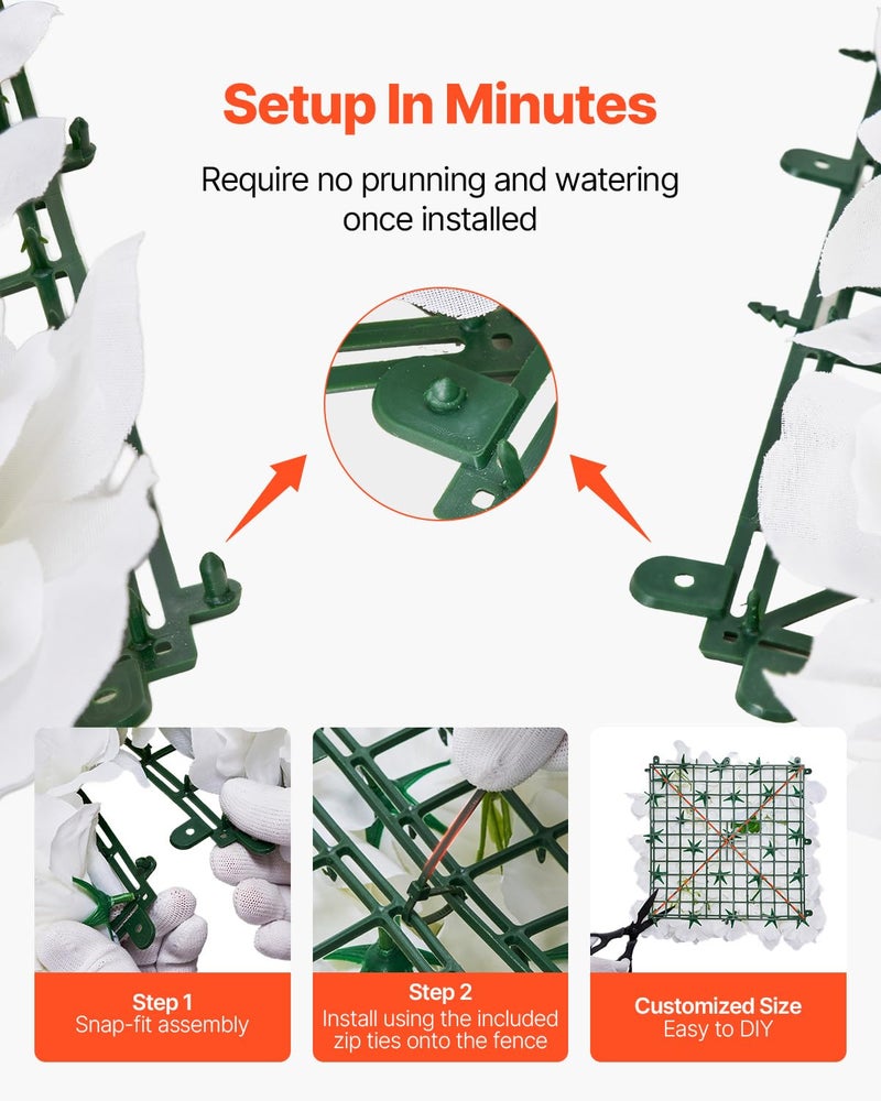 VEVOR 3D Flower Wall Panel, 24 PCS 15 x 15 inch, Artificial Floral Wall Background Mesh Backing Mat,Seamless Design&Easy Installation for Wedding Valentines Day Home Baby Party Backdrop Decor,White - Image 4